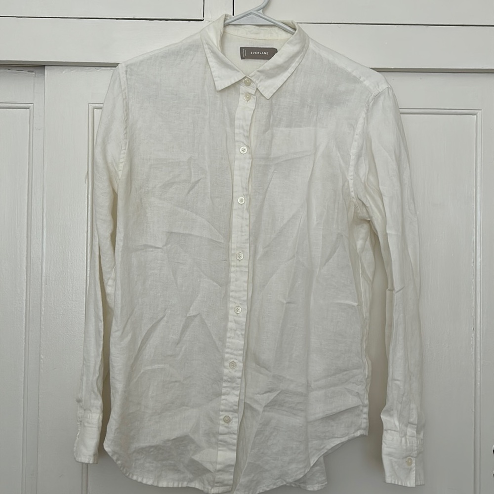 Everlane Linen Shirt, White, Size 4